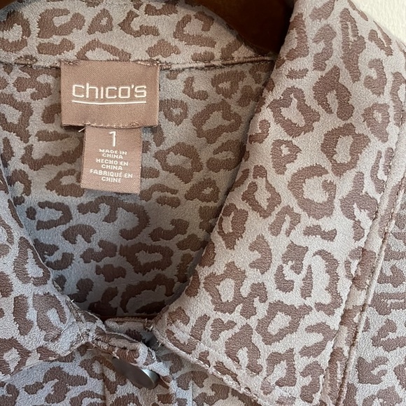 Animal Print Jacket Chicos Gray Cheetah Leopard Contemporary Edgy Glam Modern - Picture 5 of 16